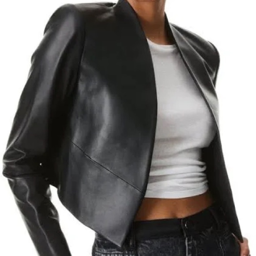 Lamb Leather Alice +Olivia XS black Womens Jacket NWOT BG_2732039_100189_M